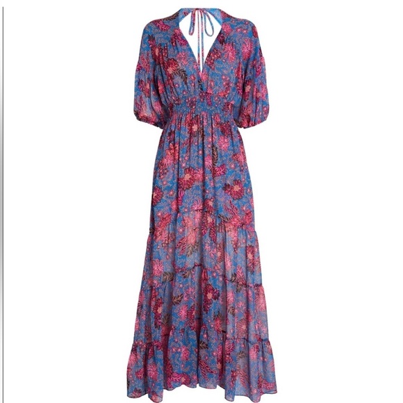 MISA Los Angeles Pippa Floral Tiered Maxi Dress Open Back in Night Blooms - Picture 5 of 16